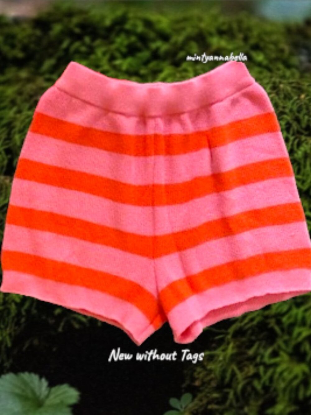 Orange Pink Knit Stripe Shorts
